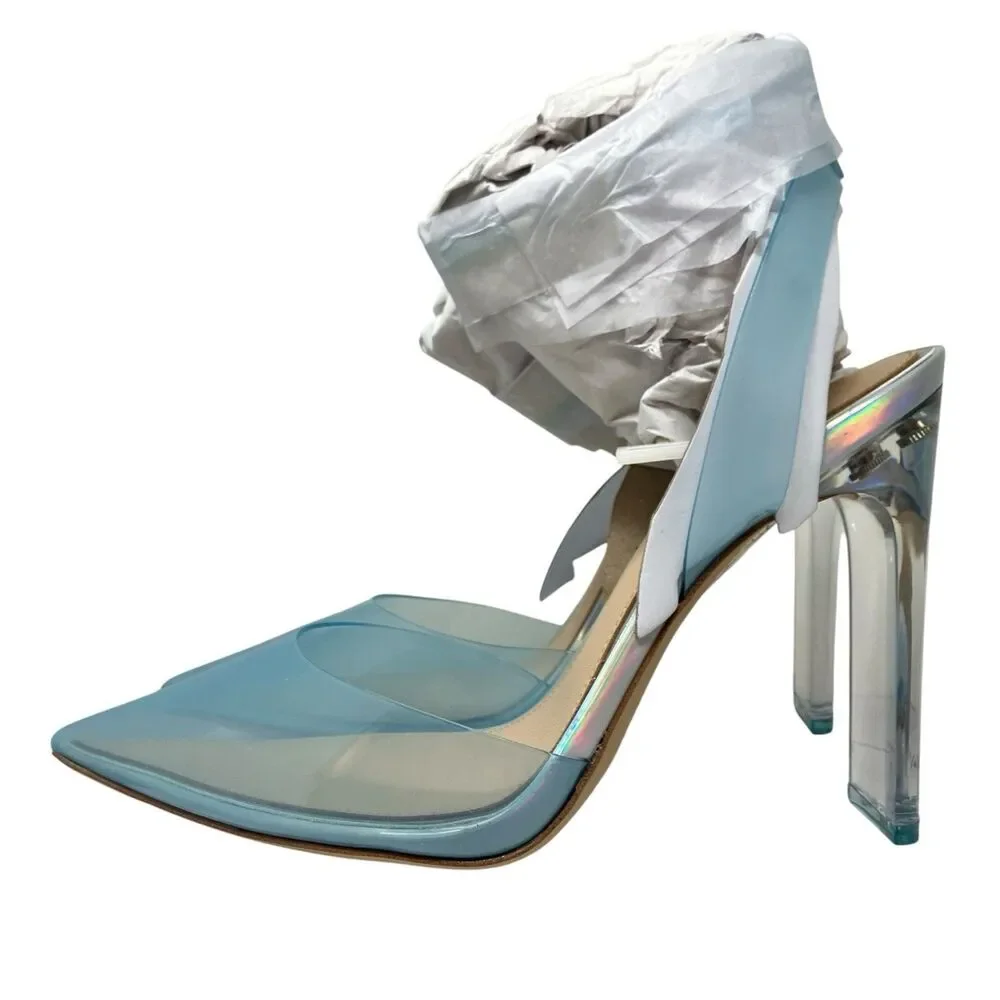 ALDO x Disney Cinderella Glass‎ Slipper Heels Womens 7 Blue Bridal Wedding Shoes